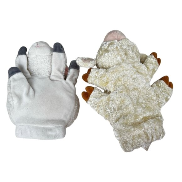 Set Of 2 Lamb Hand Puppets Plush Cal Toy & Unbranded Cream & White 11" & 9" - Picture 5 of 13